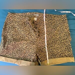 Terra&Sky button front Cheetah Jean Shorts